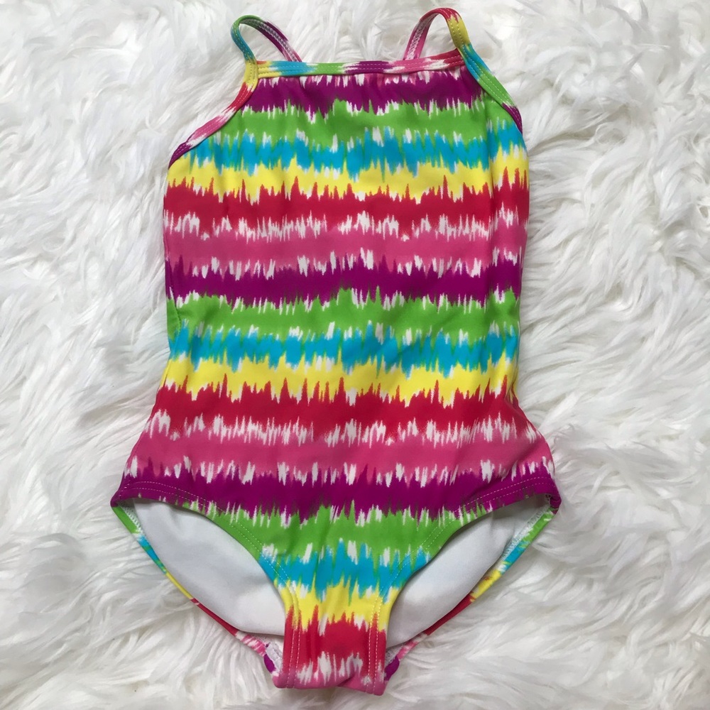 Hanna Andersson rainbow striped one piece swimsuit size 3T
